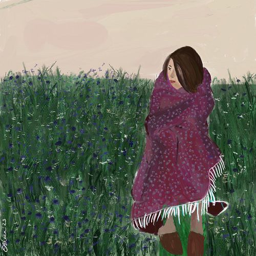 Woman in a Wildflower Field