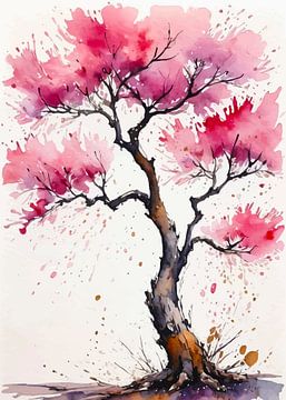 Aquarell-Kirschblüte - Texturierte Blumenkunst