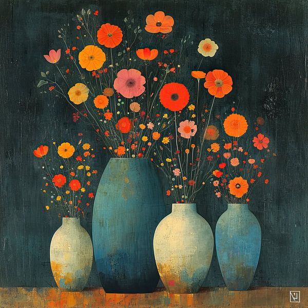 Modernes Blumenstillleben | Chroma Bloom von Kunst Laune