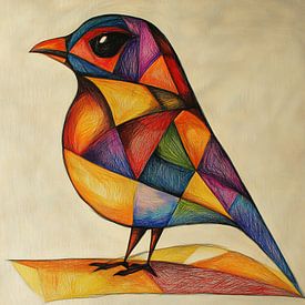 Boze vogel abstract kubisme van TheXclusive Art