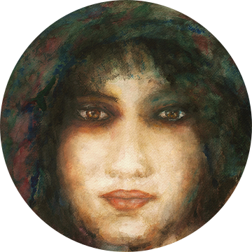 Portret van een Arabische vrouw. Aquarel handgeschilderd. van Ineke de Rijk