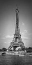 Parijs Eiffeltoren & Seine Panorama | Monochroom van Melanie Viola thumbnail