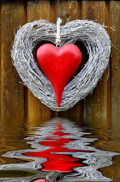 rotes Herz mit Spiegelung par Susanne Herppich