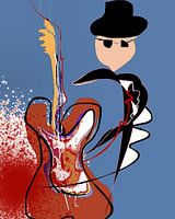 Gitaar man - Moderne kunst, lijntekening