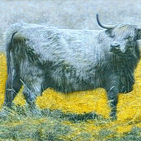Schottischer Highlander in Van-Gogh-Farben von Reina Nederland in kleur