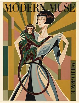 Muse moderne : Élégance Art déco et grâce sauvage