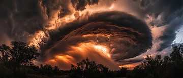 Dramatische wolkenformaties bij zonsondergang van Poster Art Shop