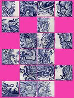 Pink and delft blue, mix of fragments of tile tableau Rijksmuseum