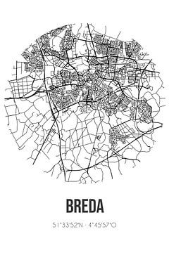Breda (Nordbrabant) | Karte | Schwarz und Weiß von Rezona