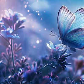 Butterfly on a flower meadow by Jonas Weinitschke