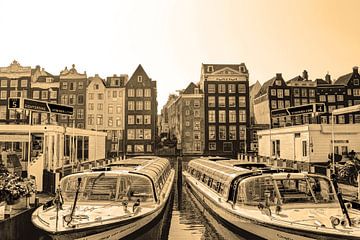 Inner city of Amsterdam Netherlands Sepia