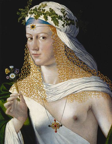 Ideaal portret van een jonge vrouw als Flora, Bartolomeo Veneto