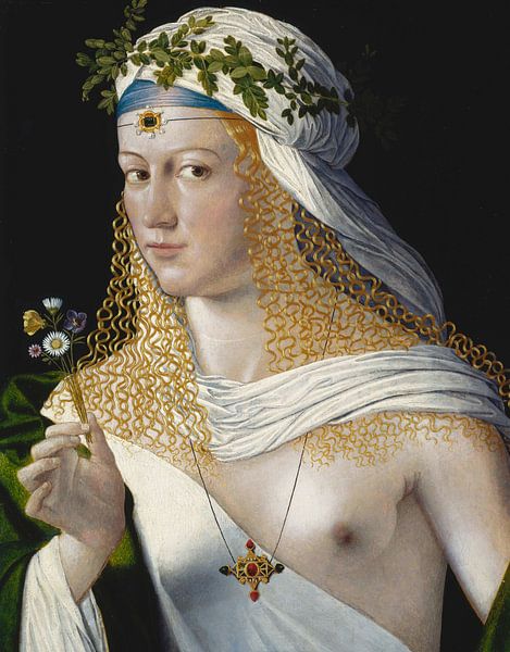 Idealbildnis einer jungen Frau als Flora, Bartolomeo Veneto von Meisterhafte Meister