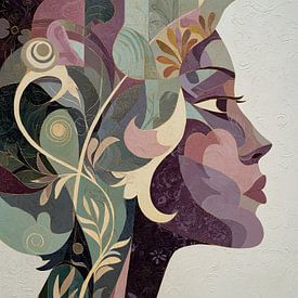 Frau mit Blumen | Elegante Frau mit Blumen von Kunst Laune