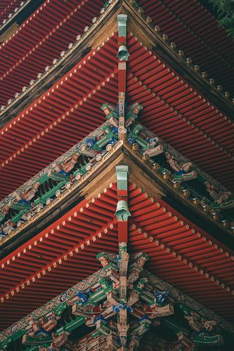 Details of the Toshogu shrine pagoda in Nikko, Japan