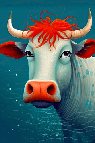 Colourful animal portrait: Cow
