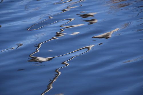 Reflectie op het blauwe water van het meer