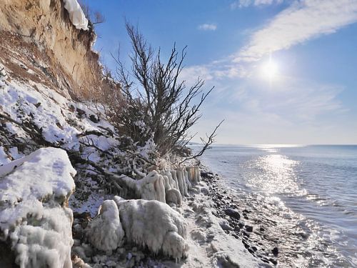 Gefrorener Strand – Steilküste Hohes Ufer, Ahrenshoop, Darß