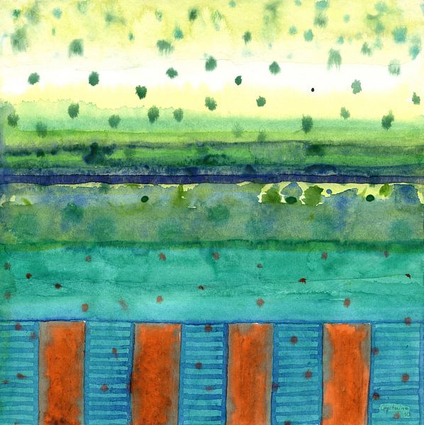 Orange Posts with Landscape  von Heidi Capitaine