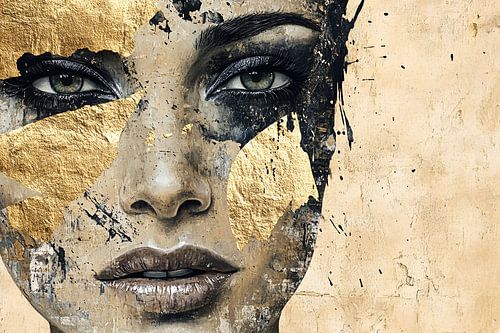 Portrait avec accents dorés