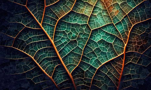 Lignes dorées dans le tissu foliaire sur Sabine Wagner