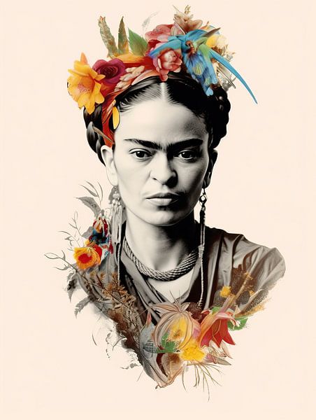 Frida - Portret Frida in Zwart-wit en Kleur van De Mooiste Kunst