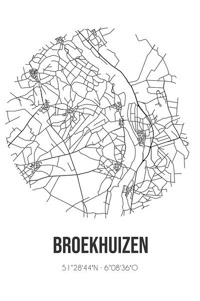 Broekhuizen (Limburg) | Map | Black and white by Prints of Place