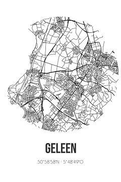 Geleen (Limburg) | Landkaart | Zwart-wit van MijnStadsPoster