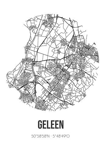 Geleen (Limburg) | Landkaart | Zwart-wit