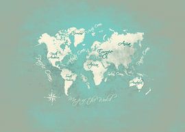Wereldkaart groen licht wit #kaart #wereldkaart van JBJart Justyna Jaszke