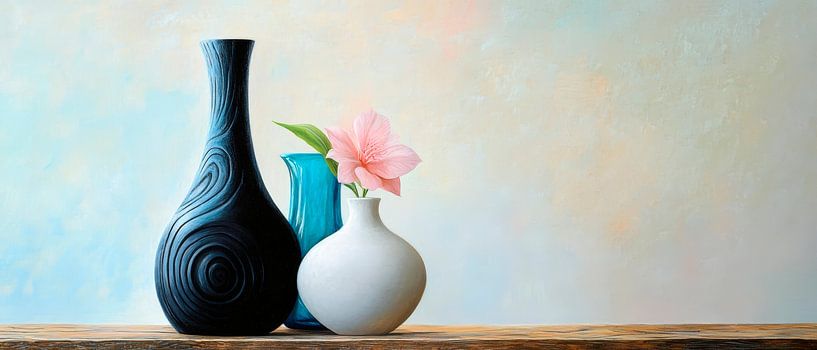 Vaasstilleven met bloeiende bloem van Poster Art Shop