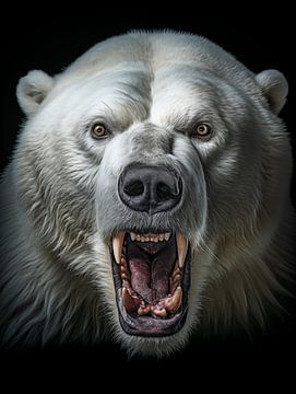Aggressive Polar Bear by Luc de Zeeuw