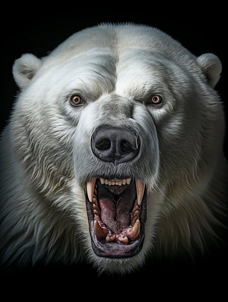 Aggressive Polar Bear by Luc V. de Zeeuw