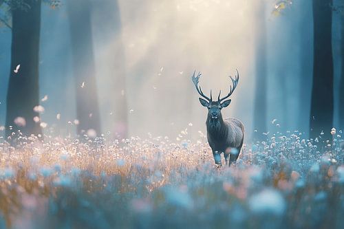 Deer Among the Flowers