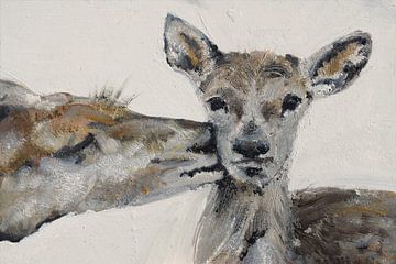 doe with young, maternal love by Thea Bouwman