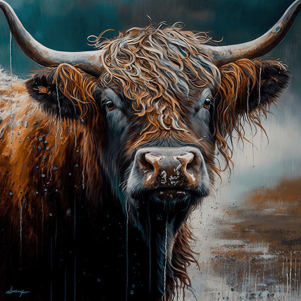 Painting Highlander Cow No. 02 by ARTEO Paintings