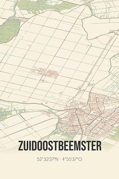 Vieille carte de Zuidoostbeemster (Hollande du Nord) sur Rezona