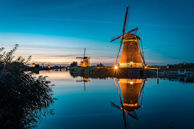 Mills after sunset by Henri van Avezaath