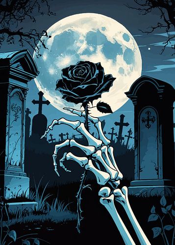 Schwarze Rose im Mondlicht