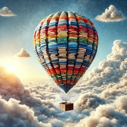 Luchtballon gemaakt van boeken