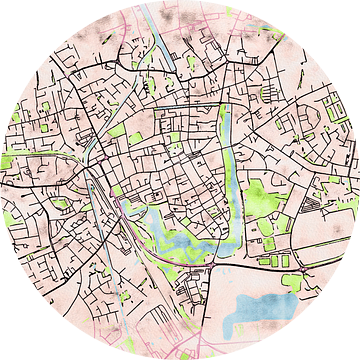 Kaart van Ieper in de stijl 'Soothing Spring'