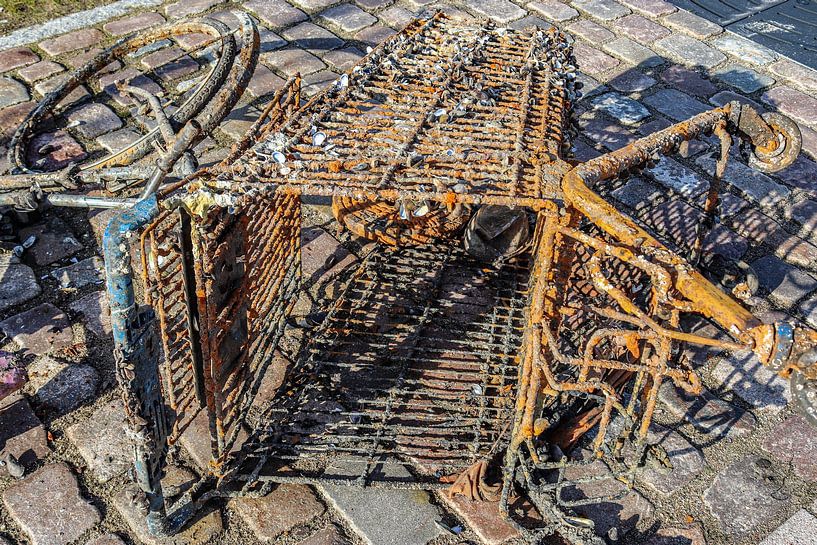 Rostiger Einkaufswagen auf Kopfsteinpflaster von MPfoto71