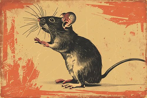 Souris vintage dans un graphisme coloré