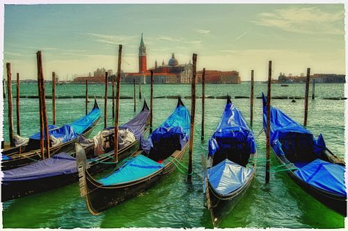 VENICE San Giorgio Maggiore Gondels - blauwe gondels