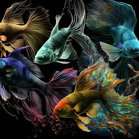 Fish Painting - Painting Animals - 3D Effect by AiArtLand