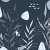 Moderne Bloemen illustratie - Blauw Grijs - Industrieel van Studio Hinte