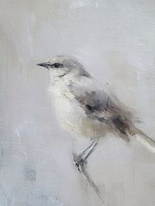 Minimalistisches Vogelporträt in sanften Farbtönen