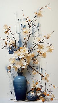 gedroogde bloemen in een Kintsugi vaas van Gelissen Artworks