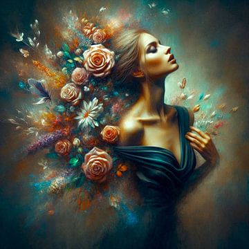 Frau mit Blumen von Bernhard Karssies