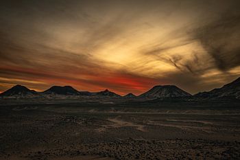 Dark sunset in the black desert